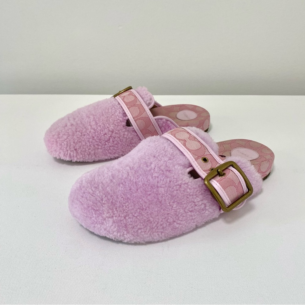 Coach Pink Shearling Slip-On Shoes - Picture 2 of 15